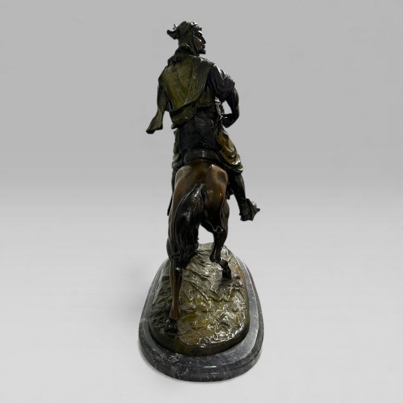 Antique French Bronze Sculpture Arab Horseman After Barye & Guillemin, 75 cm - Image 6